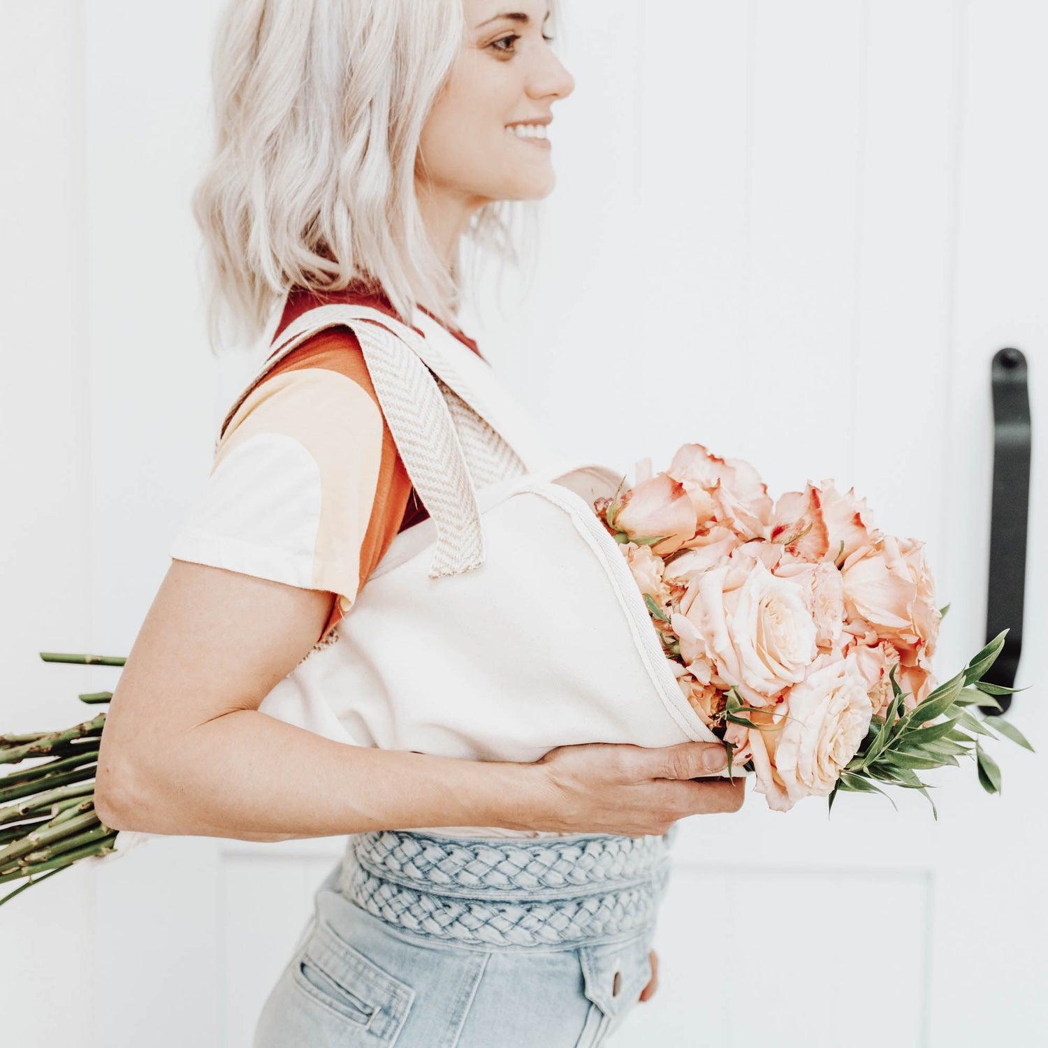 Peace. Love. Blooms. Canvas Market Tote