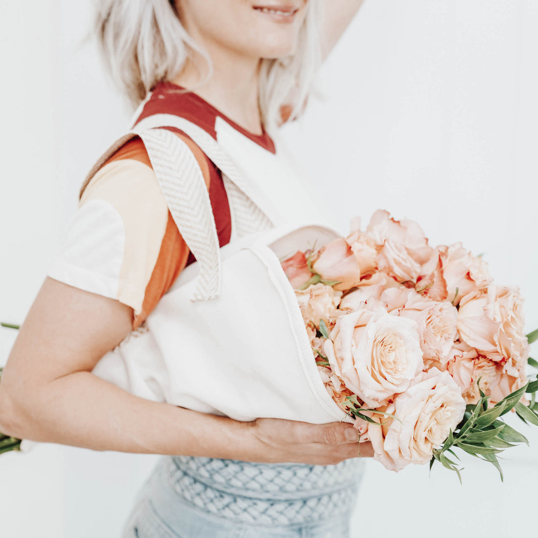 Peace. Love. Blooms. Canvas Market Tote